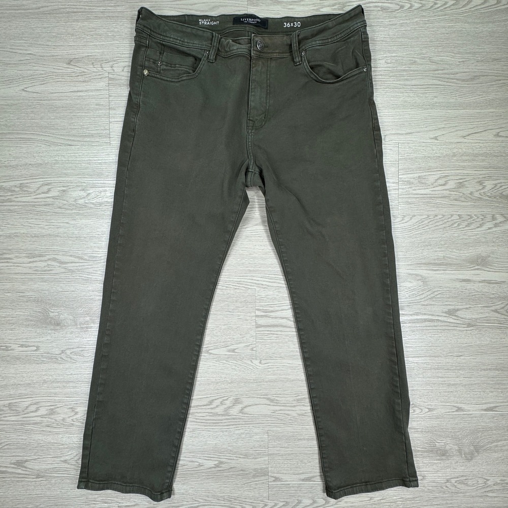 Liverpool Mens Pants Relaxed Straight Pistachio Green 36x30 Stretch Twill Casual - Picture 1 of 9